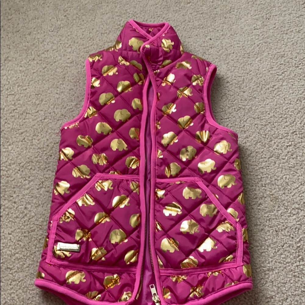Girls pink vest with gold elephants